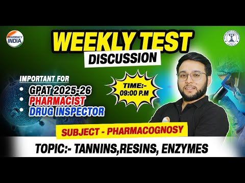 Pharmacognosy | Weekly Test Discussion | Tannins, Resins & Enzymes | For GPAT,  D.I & Pharmacist