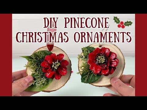 How to Make EASY Pinecone Christmas Wood Slice Ornaments