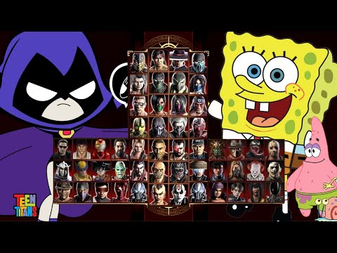 Mortal Kombat 9 - RAVEN & SPONGEBOB SQUAREPANTS 🧽 - Expert Tag Ladder - Gameplay @(1080p) - 60ᶠᵖˢ ✔