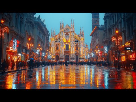 Milan, Italy 🇮🇹 - Relaxing Rainy Walk - 4K HDR 60fps Walking Tour