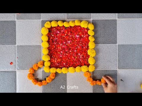 2 Simple Diwali Flower rangoli designs | Easy flower rangoli for Diwali Decoration for Home