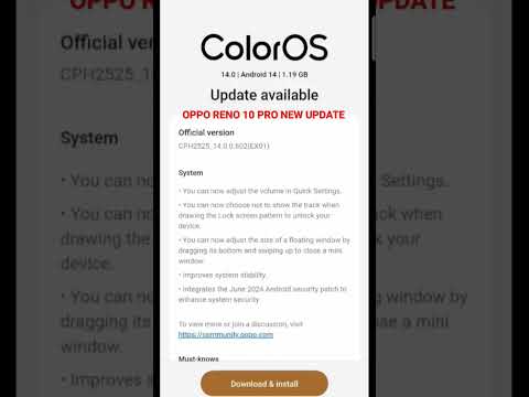 OPPO RENO 10 PRO JUNE MONTH UPDATE AVAILABLE #opporeno10pro #android14