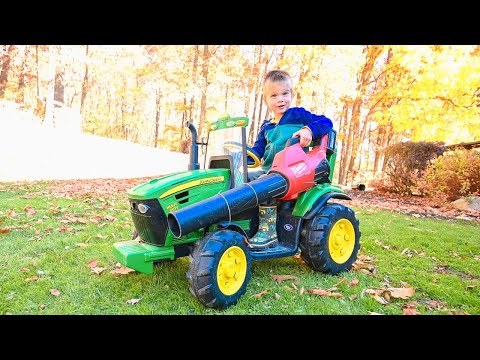 We Hook a leaf blower up to his Tractor. - This video did not start off as planned.