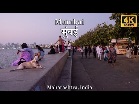 Marine Drive Evening walk - Mumbai - INDIA Walking Tour 4K HDR