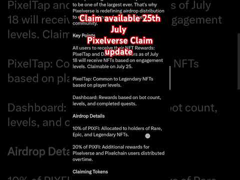 Pixelverse Claim Update How to claim Pixelverse withdraw #pixelverse #pixelverseairdrop #pixfi