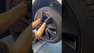 How to remove wheel covers from Tesla #howto #didyouknow #tireshop #carlovers #tires #wheels