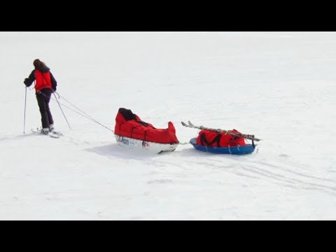 Ingrid skiing on the Barnes polar plateau -  Barnes Icecap expedition - 2012