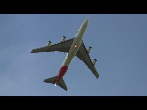 Qantas ► Boeing 747-400ER Oneworld ► Takeoff ✈ Auckland Airport (Backyard video)