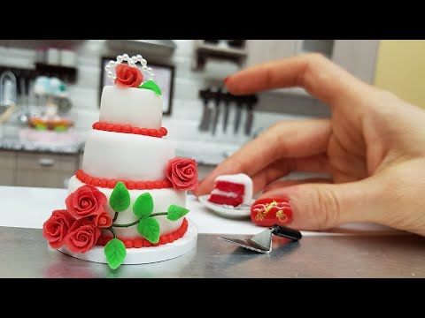 Mini, real WEDDING CAKE 💍🌹🥀🍰🎂/ mini cooking / mini food / tiny kitchen / little food 💍🌹🥀🍰🎂