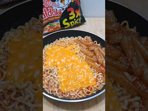 Buldak 3X spicy Hot Chicken Korean Ramen ASMR 🔥🌶 #shorts #asmr