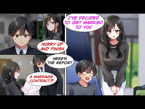 [Manga Dub] I accidentally handed my strict boss a marriage contract, but she accepts...!? [RomCom]