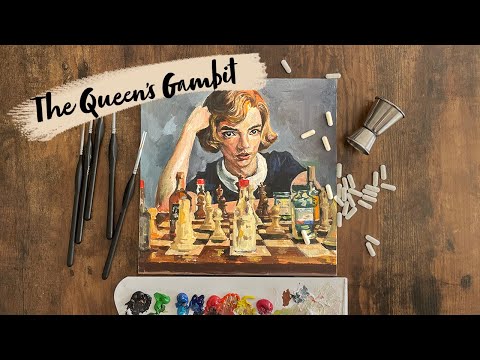 Painting Anya Taylor‑Joy (Beth Harmon) in the Queen's Gambit | Acrylic painting timelapse