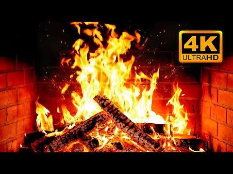 🔥 Cozy Fireplace 4K (12 HOURS). Fireplace with Crackling Fire Sounds. Fireplace Ambience