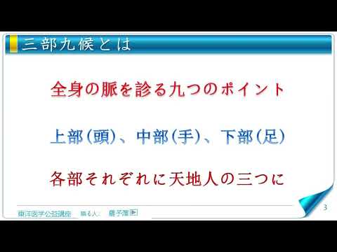 東洋医学公益講座　第267回黄帝内経‗三部九候論1