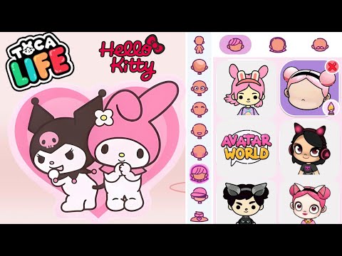 MELODY E KUROMI / HELLO KITTY / in the versions TOCA LIFE , AVATAR WORLD, MIGA WORLD E YOYA WORLD