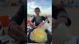 14 yo Girl Making Omelette at Chennai Marina Beach