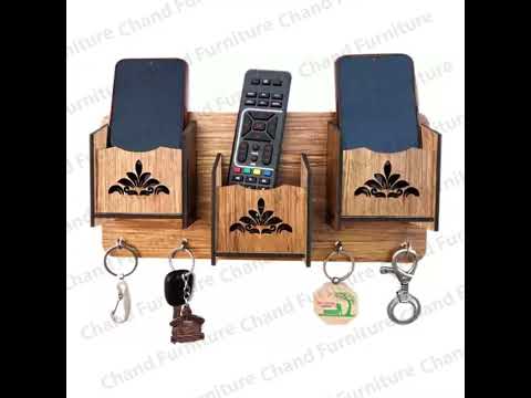 Versatile Wooden Key Holder and Charging Station – 8 Hooks, Brown | Elegant Wall Mount for Keys