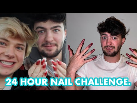 making my boyfriend wear long acrylic nails for 24 hours | Jake Warden