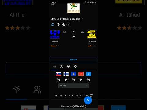 Saudi King's Cup 2025-01-07 prediction with the new disallowed goal live simulation feature.