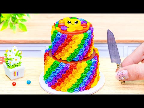 Beautiful Miniature Colorful Cake 🌈 Best Yummy Miniature Rainbow Buttercream Cake by Lotus Cakes