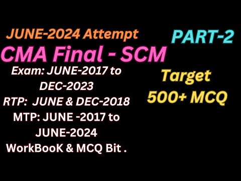 SCM MCQ Revision June-2024 Attempt | Part-2 | #cma #ca #icmai #icai #studywithme #live #Yt #costing