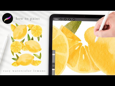 how to paint lemons 🍋 Procreate watercolor tutorial, procreate tips and tricks for beginners