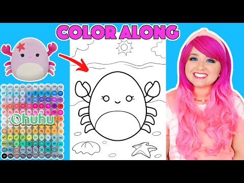 Color Squishmallows Cailey the Crab With Me | COLOR ALONG WITH KIMMI