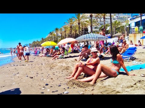 Marbella Beach Walk , Malaga Spain | 4K 60fps