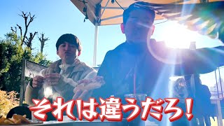 お母さんとおじさんと公園でランチ