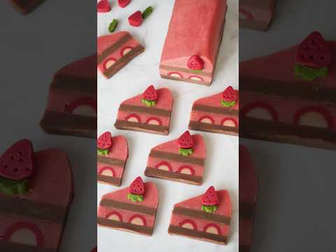 ショートケーキのアイスボックスクッキーを作りました🍰レシピは動画にあります😊#お菓子作り #ケーキ  #アイスボックスクッキー #クッキー #cookies #バレンタイン #バレンタインレシピ