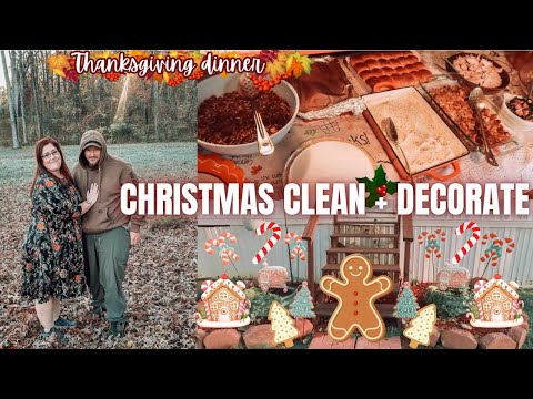 CHRISTMAS PORCH DECORATE & CLEAN WITH ME | FAMILY THANKSGIVING KIMI COPE 2024