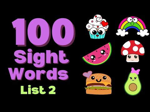 100 Sight Words List 2 | Cute Kawaii | High Frequency Words | Learn to Read | Cute Food Pictures