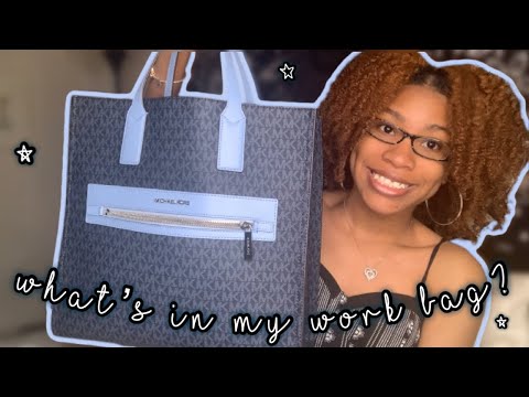 WHAT’S IN MY BAG FOR WORK | EVERYDAY WORK ESSENTIALS 2021 | MICHAEL KORS KENLY LARGE LOGO TOTE BAG