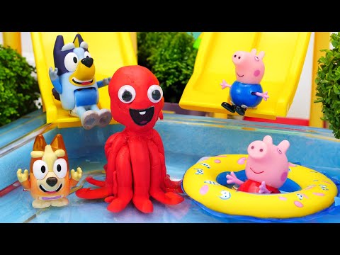 PEPPA PIG & BLUEY Best Toy Learning Videos for Kids & Toddlers | Swimming in the Candy Pool and More