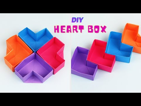 Origami Paper Heart Box | DIY Paper Heart Box Organizer| Paper Crafts | Origami Box |School Crafts