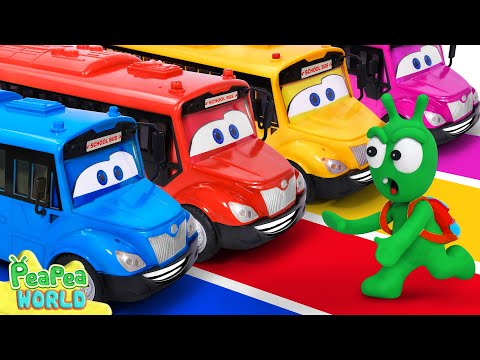 Funny School Bus Challenge 🚌 Wheels on the bus ❤️ Pea Pea World