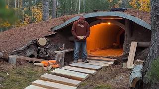 Man Builds 2-Room Log CABIN Underground | Start to Finish by @bushcraftua1