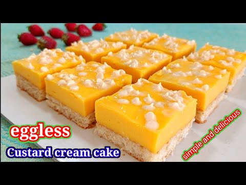 eggless Custard cream cake recipe || eggless cake recipe |