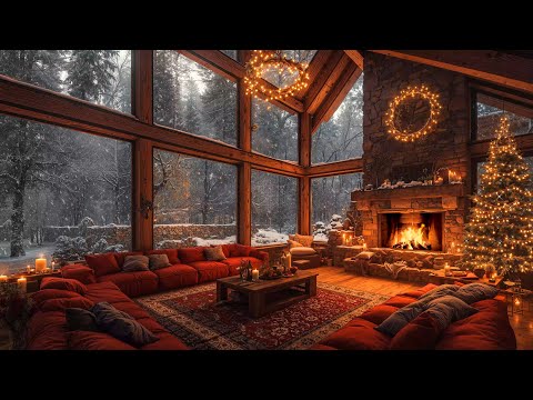 Soft Christmas Jazz Instrumental Music at Cozy Christmas Ambience 🎄 Warm Fireplace Sounds to Relax 🔥