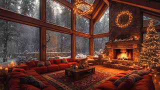 Soft Christmas Jazz Instrumental Music at Cozy Christmas Ambience 🎄 Warm Fireplace Sounds to Relax 🔥