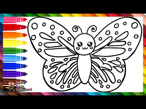 Draw And Color A Cute Butterfly 🦋🌈 Drawings For Kids