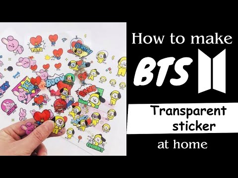 BTS Transparent sticker 💜 / how to make transparent stickers at home / bts diy