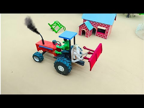 DIY tractor mini plough machine science project | Mini tractor supply water pump diesel engine maker