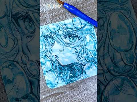 💙🌊『その瞳は海を忘れない』透明水彩メイキング🎨🦜#Shorts  #illustration #watercolor