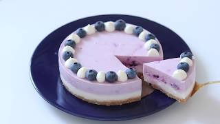 ブルーベリーのレアチーズケーキの作り方 No-Bake blueberry cream cheesecake｜HidaMari Cooking