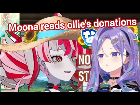 Moona reads Ollie's donations for her