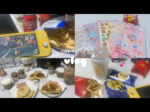 好きなことをして過ごす休日🍑パンケーキを焼いて食べる🥞🍯/日常vlog/2人暮らし