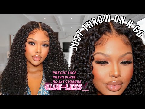 Pre-Cut Ready to wear Glueless curly wig | 30 secs wig install !  Unice Hair