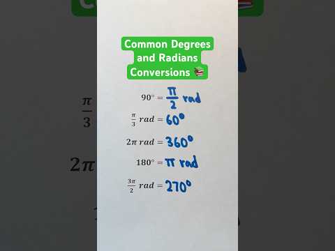 Common Degrees and Radians Conversions #Shorts #degrees #radians #math #maths #mathematics