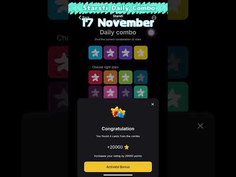 ⭐️【Starsfi】Starsfi Daily Combo | 17 November #starsfi #Daily #combo #today #17november #telegram